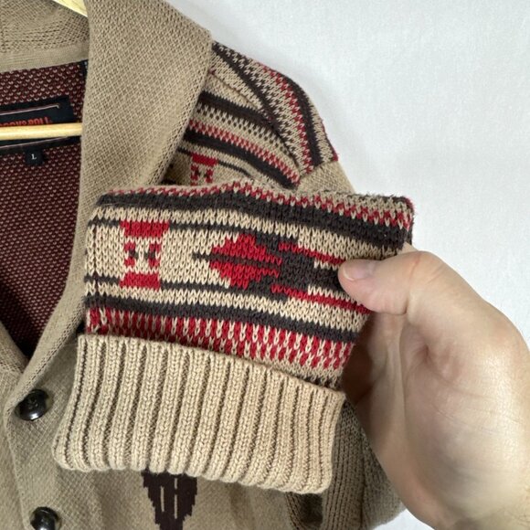 Rock & Roll Denim Western Shawl Collar Cardigan Sweater L Longhorn Skull Cotton - Picture 2 of 6